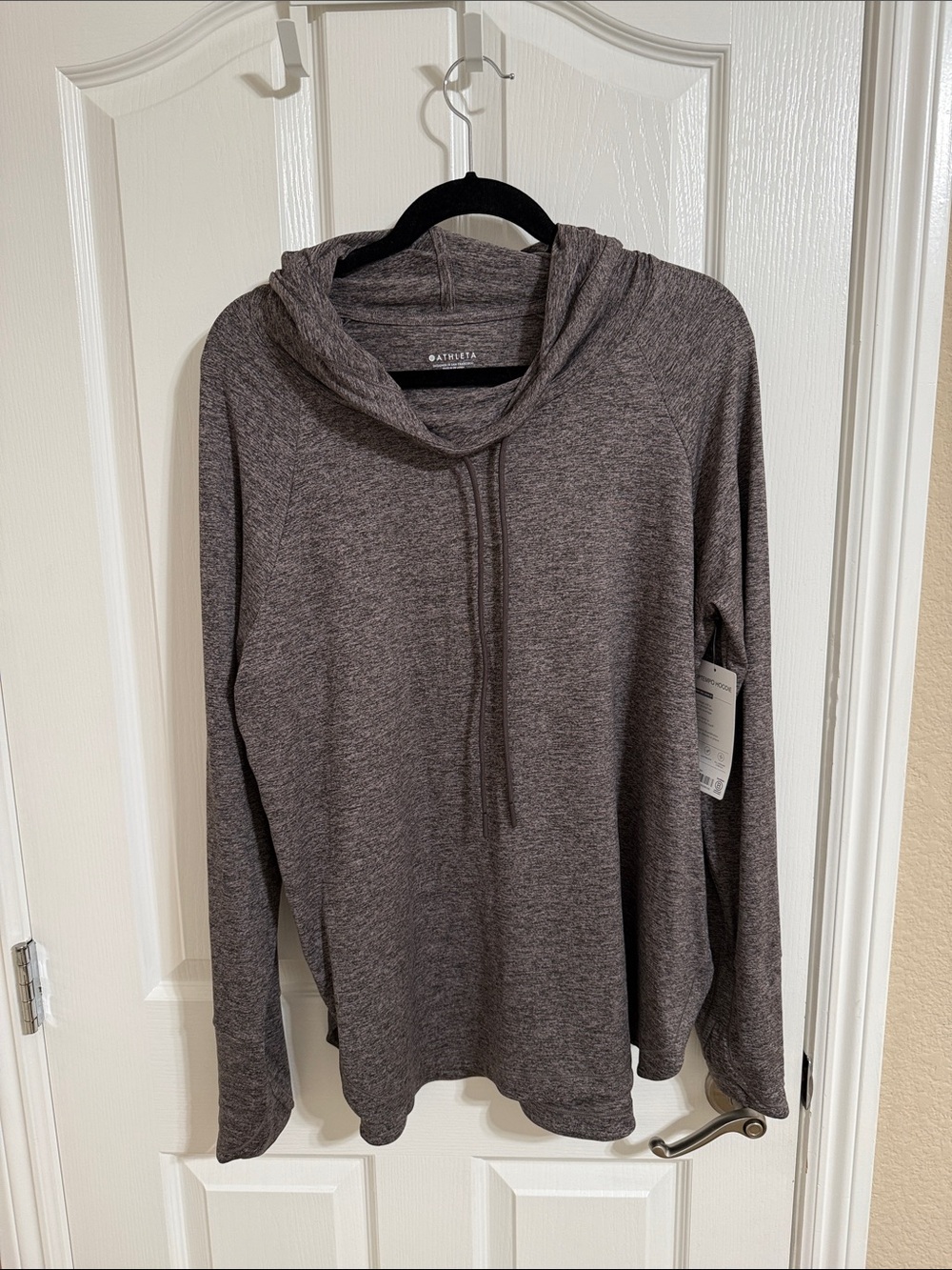 Athleta Heathered Charcoal Gray Lightweight Hoodie Pullover- uptempo hoodie